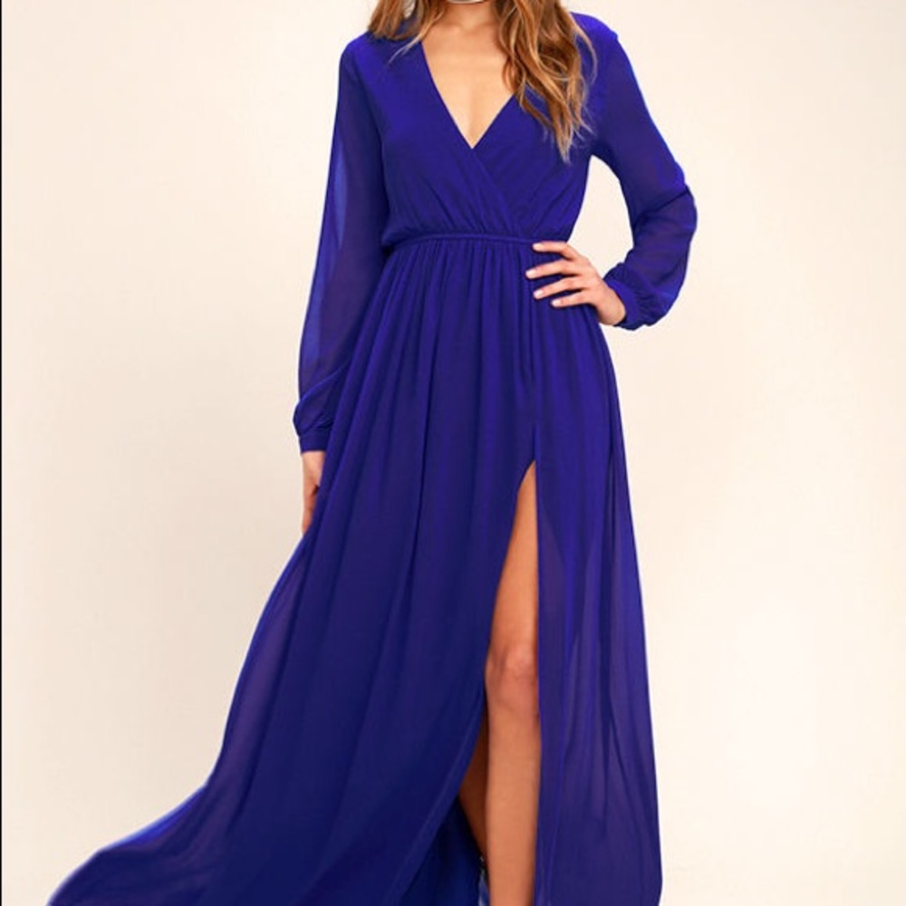 BLUE LONG SLEEVE STUNNING NEW!! LULU DRESS